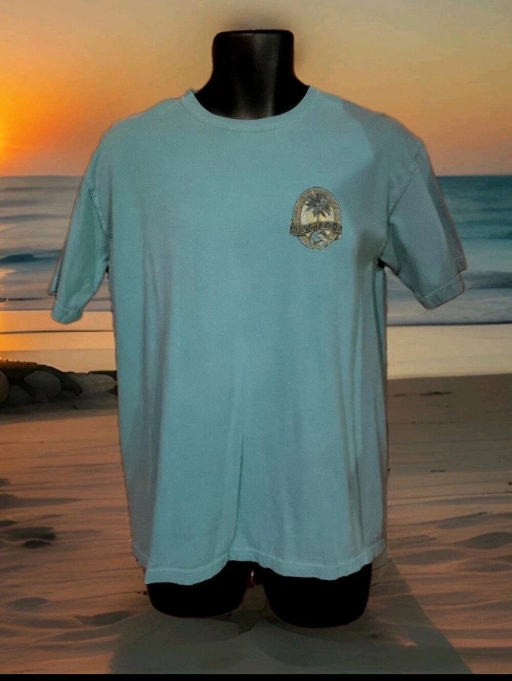 Panama City Beach Florida Mens Medium Tshirt Teal Comfort Colors Paradise EUC